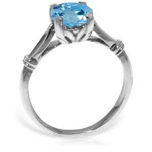 1.15 Carat 14K Solid White Gold Solitaire Ring Blue Topaz
