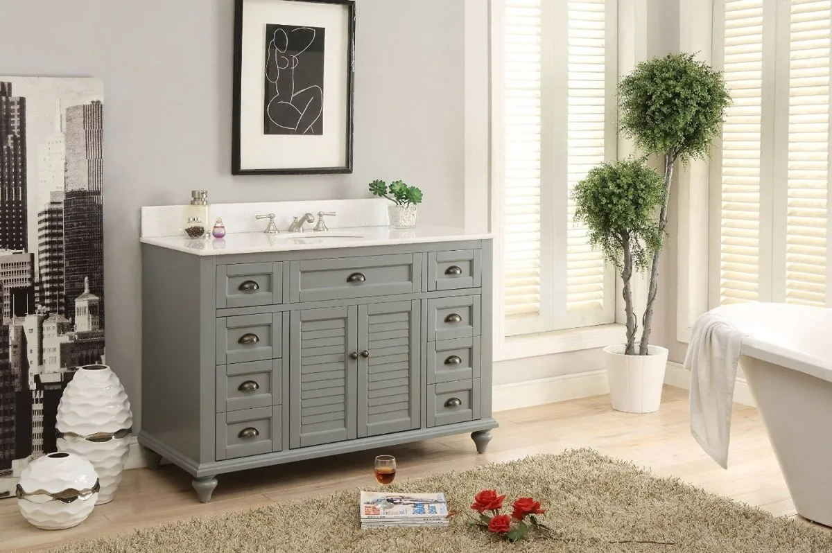 49" Benton Collection Cottage style Glennville Bathroom Sink Vanity GD28329CK (Grey)