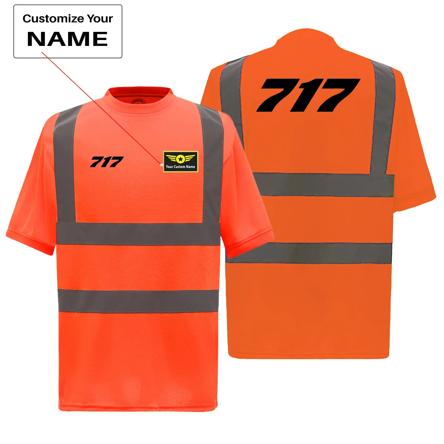 717 Flat Text Designed Reflective T-Shirts