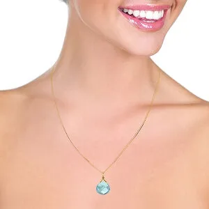 8.5 Carat 14K Solid Yellow Gold Marmara Blue Topaz Necklace