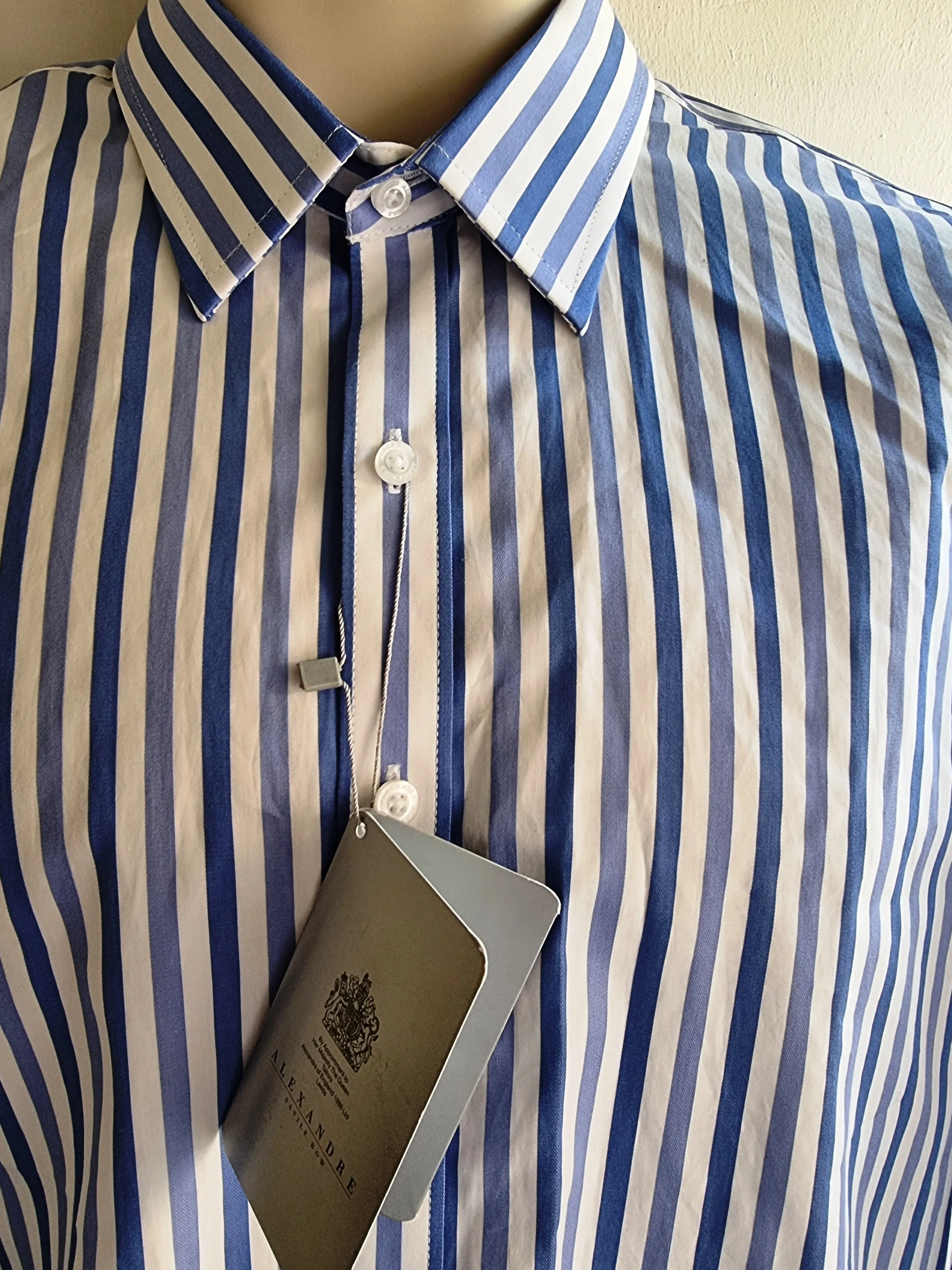 Alexandre Saville Row Men’s Blue & White Striped Shirt Size L
