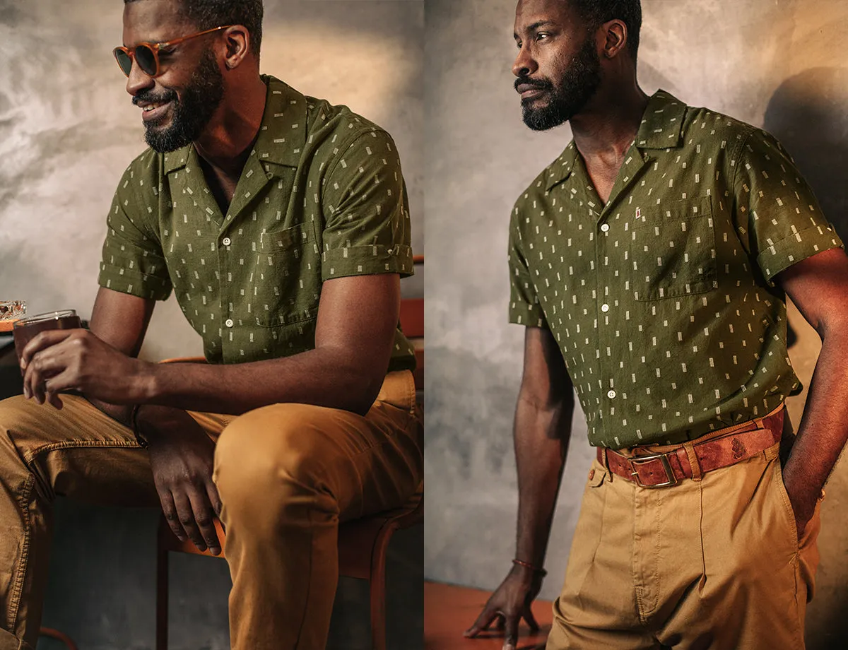 &SONS IKAT Club Shirt Army Green