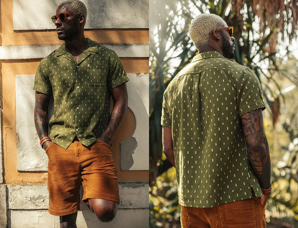 &SONS IKAT Club Shirt Army Green