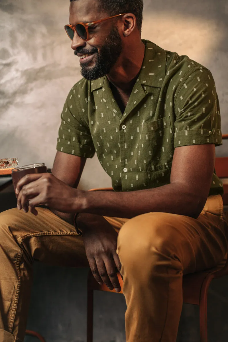 &SONS IKAT Club Shirt Army Green