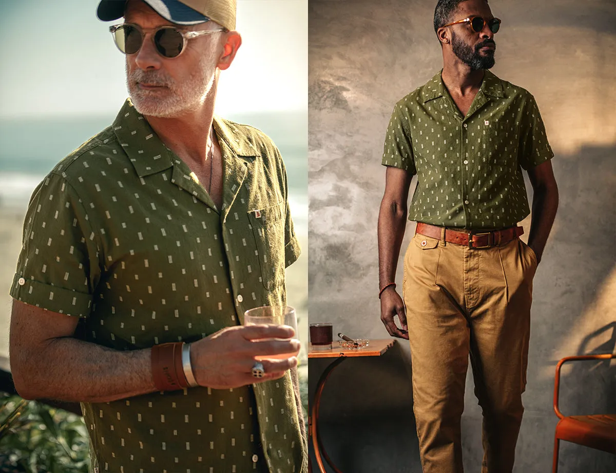 &SONS IKAT Club Shirt Army Green