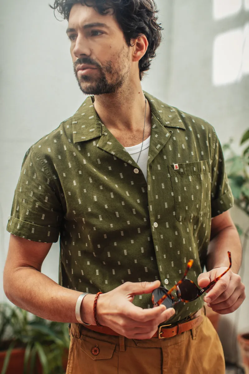 &SONS IKAT Club Shirt Army Green