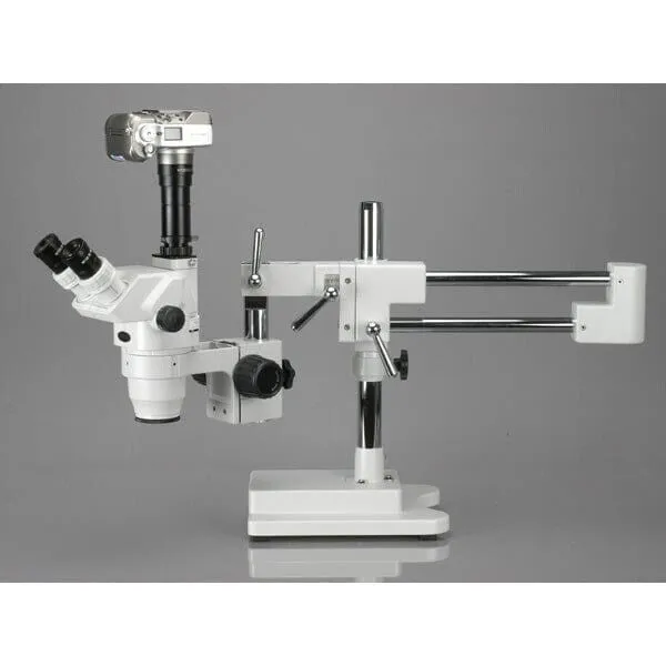 AmScope ZM-4 Series Ultimate Zoom Trinocular Stereo Microscope 3.35X-90X Magnification on 3D Boom Stand