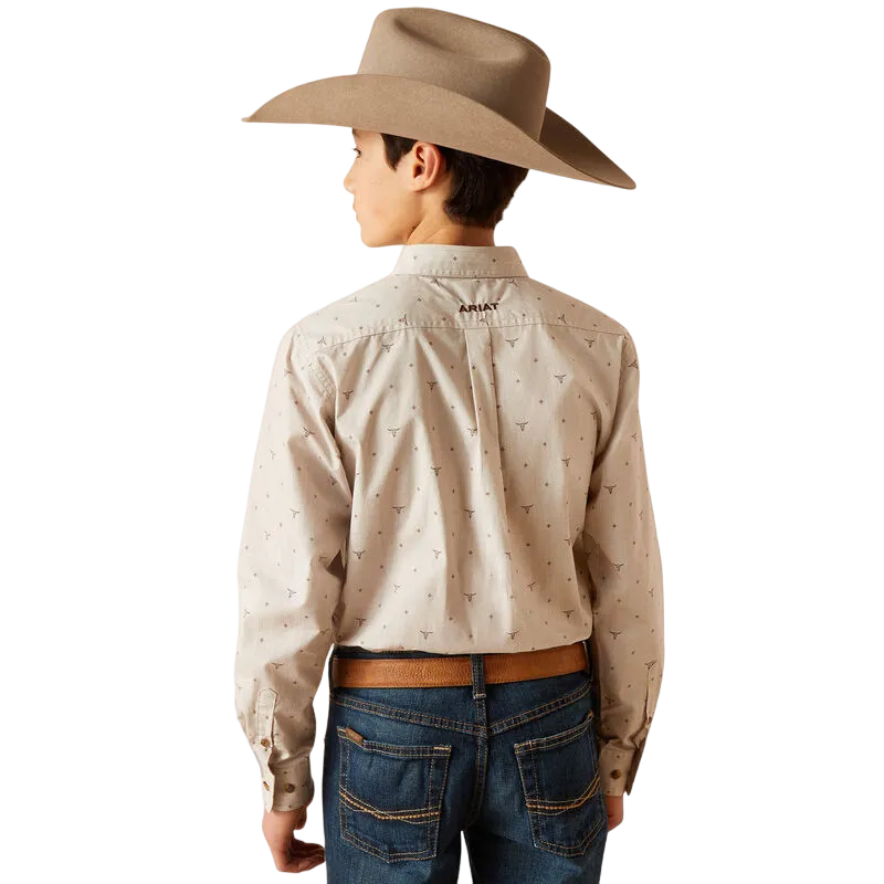 Ariat Youth Casual Series Beau Classic Fit Long Sleeve Sandshell Shirt