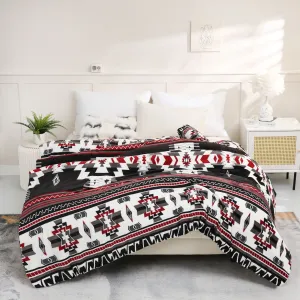 Boho Pattern Flannel Blanket Soft Warm Stylish Home Essential