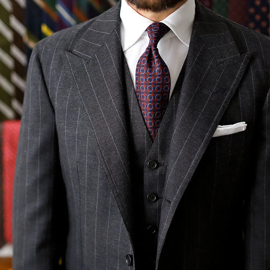 Chain Printed Silk Tie - Midnight - Hand-Rolled