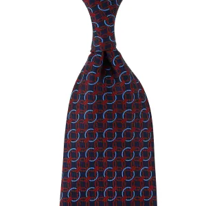 Chain Printed Silk Tie - Midnight - Hand-Rolled