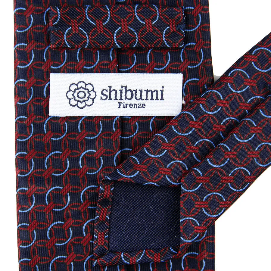 Chain Printed Silk Tie - Midnight - Hand-Rolled