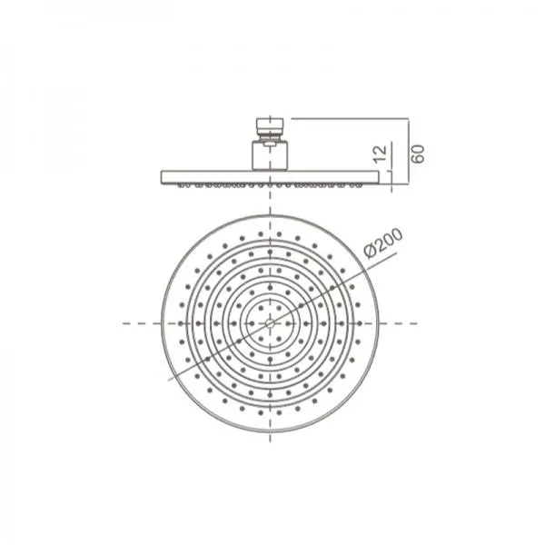 COMO 200mm Rain Shower Rose Matte Black