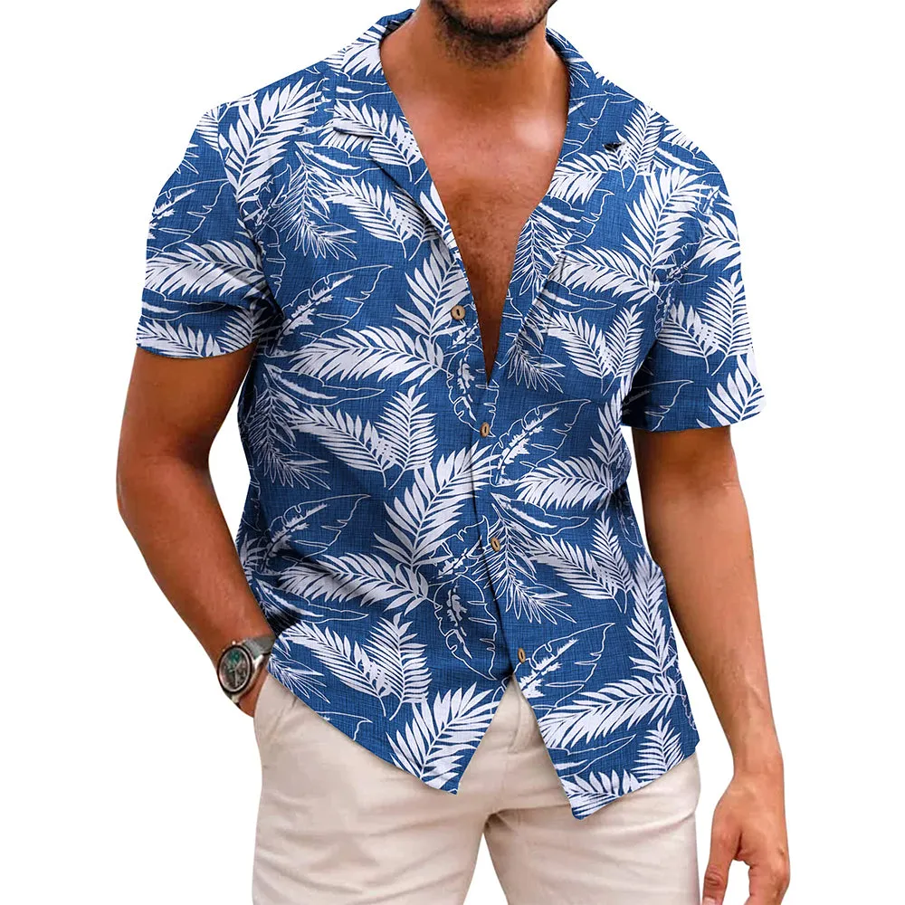 Cotton Linen Tropica Hawaiian Floral Shirts