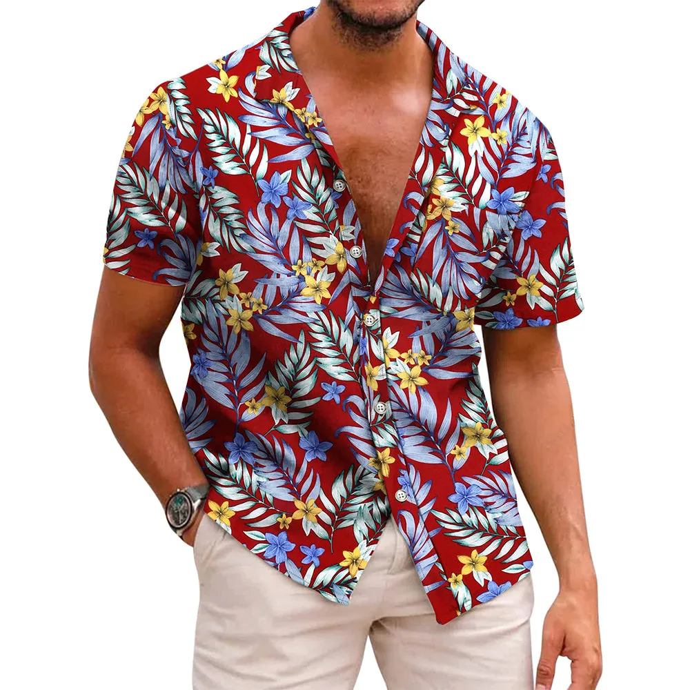 Cotton Linen Tropica Hawaiian Floral Shirts