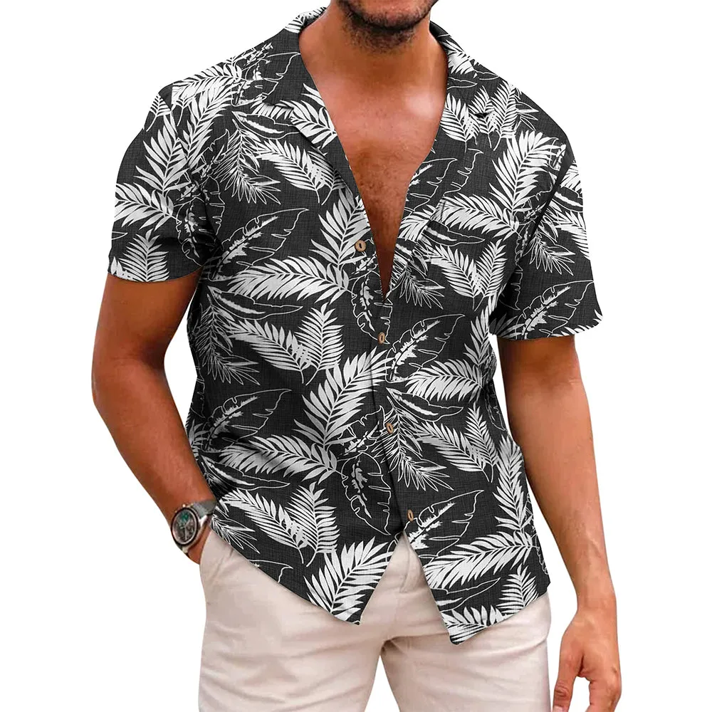 Cotton Linen Tropica Hawaiian Floral Shirts