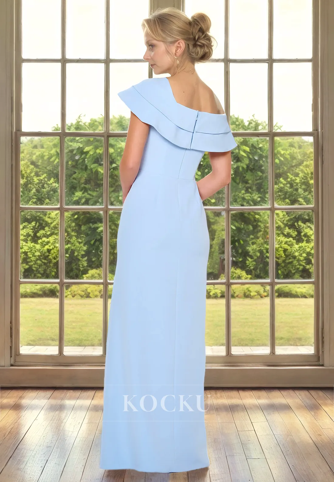 Elegant & Simple Short sleeves Split Cocktail Mother of the Bride Dress