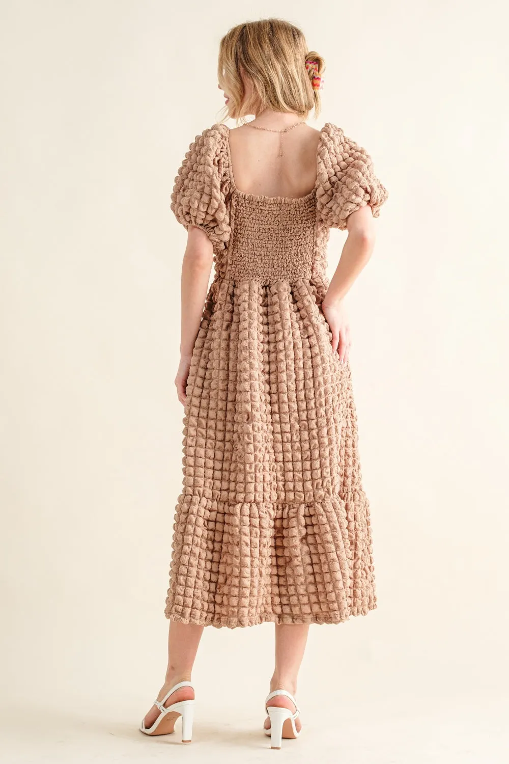 Full Size Square Neck Puff Sleeve Dress