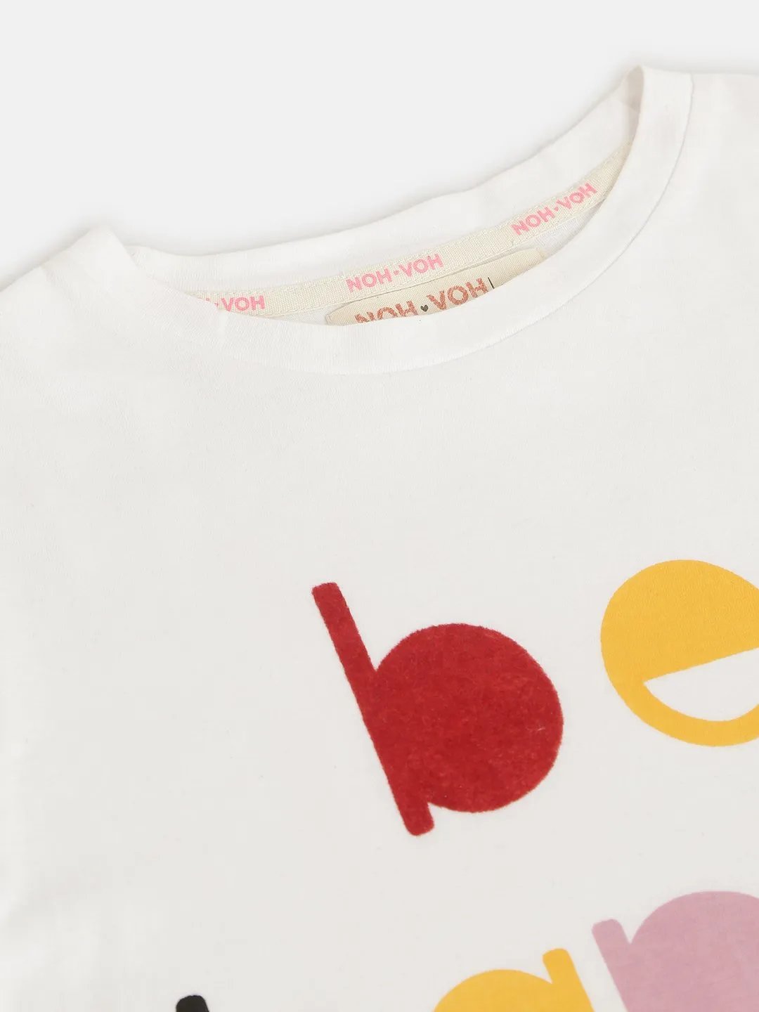 Girls White Be Happy Print Full Sleeve T-Shirts