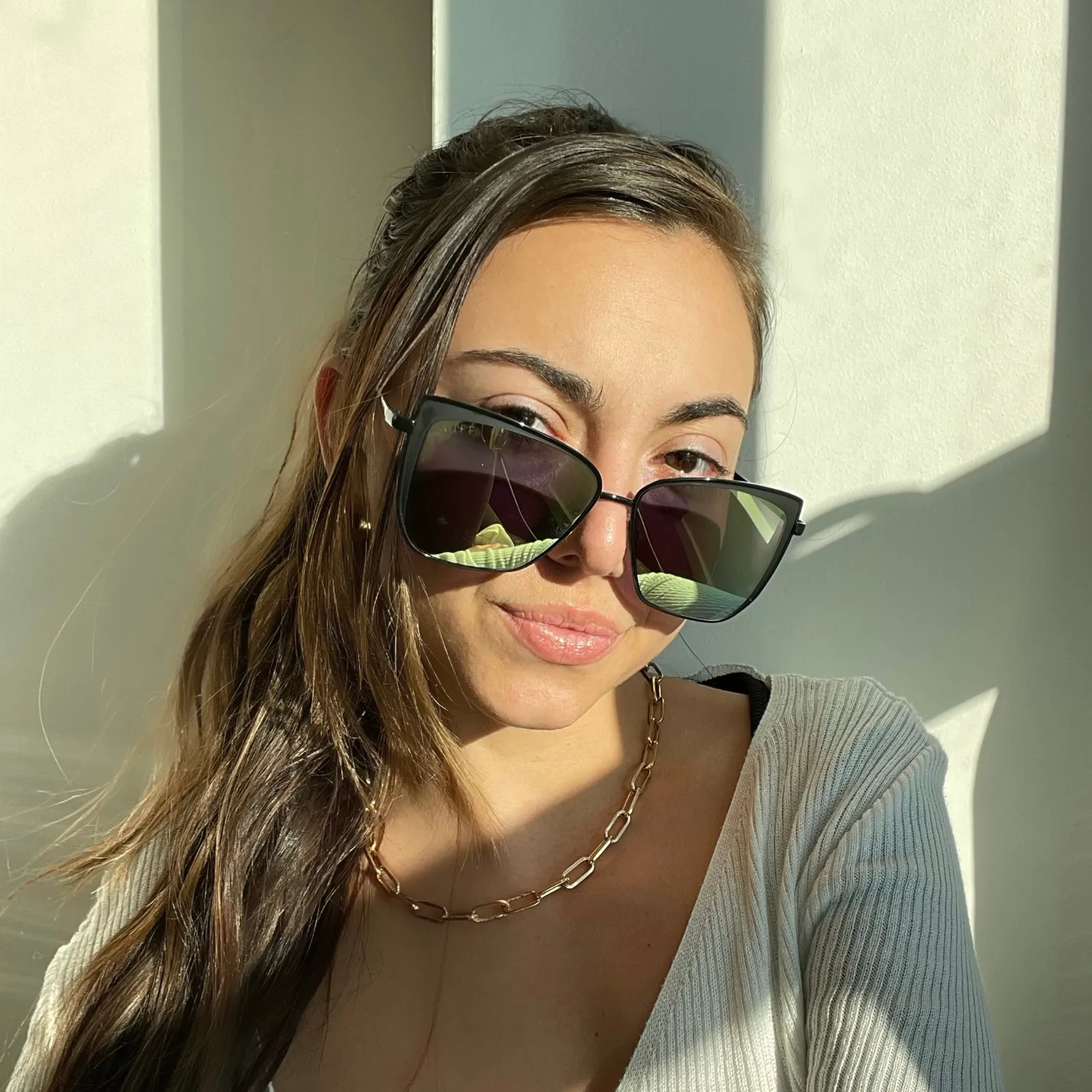 GRACE - MATTE BLACK   GREY MIRROR SUNGLASSES