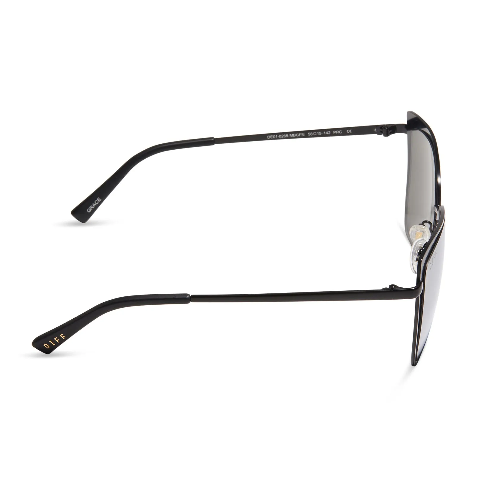 GRACE - MATTE BLACK   GREY MIRROR SUNGLASSES