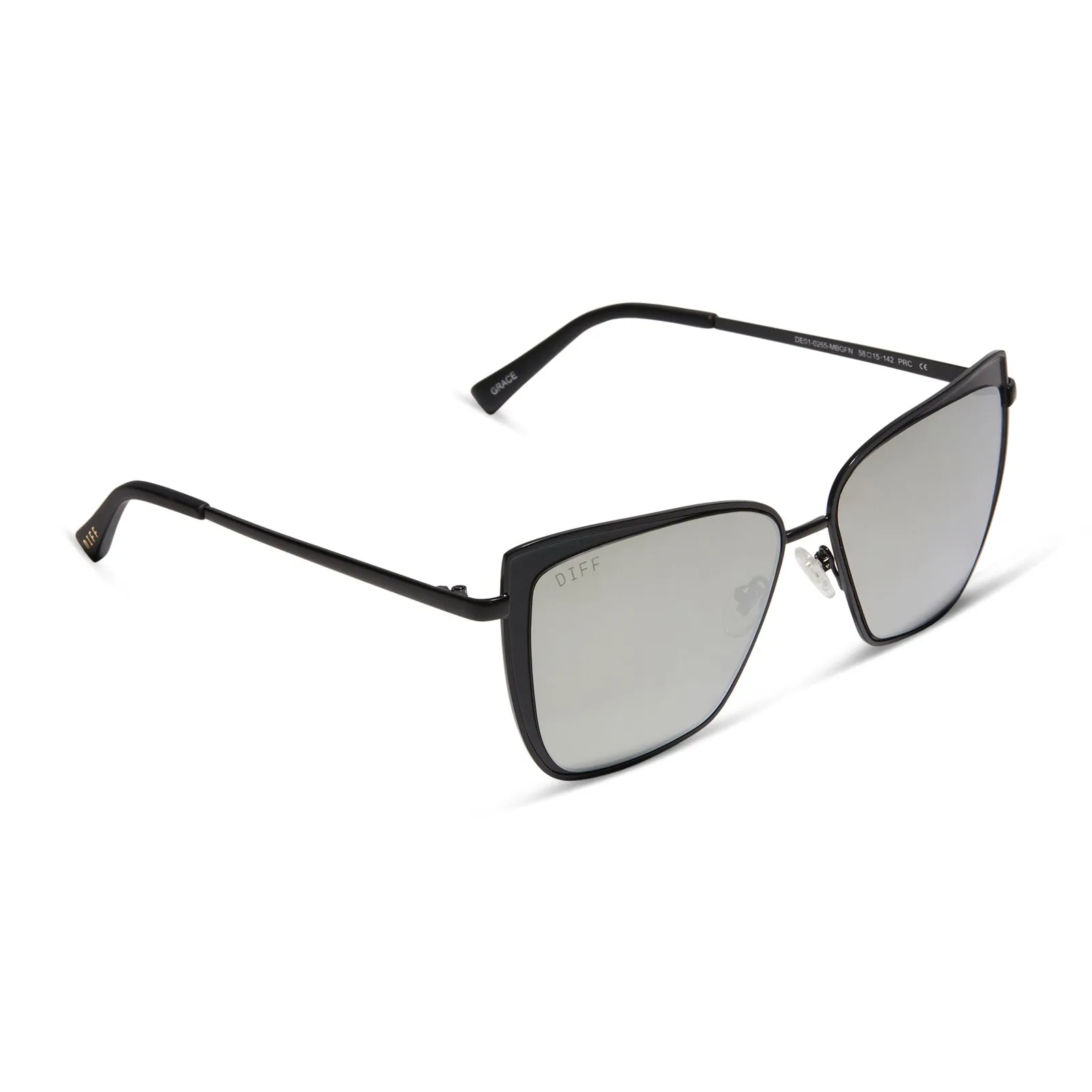 GRACE - MATTE BLACK   GREY MIRROR SUNGLASSES