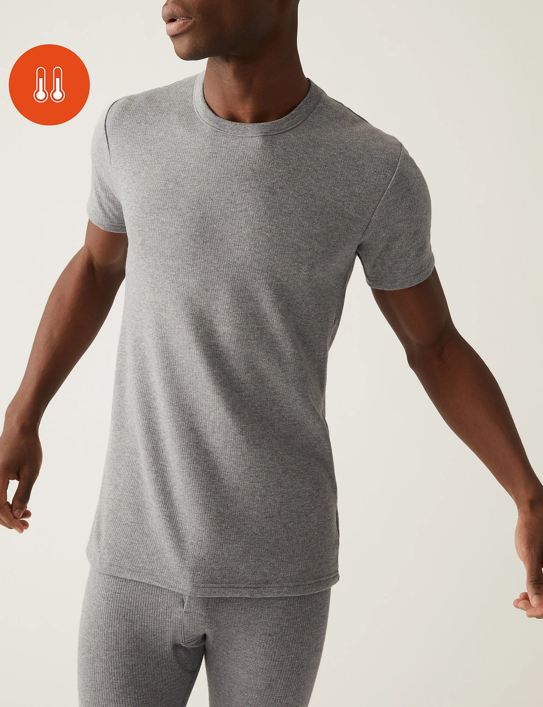 Heatgen Marks & Spencer Short Sleeve Medium Thermal T-Shirt, Gray