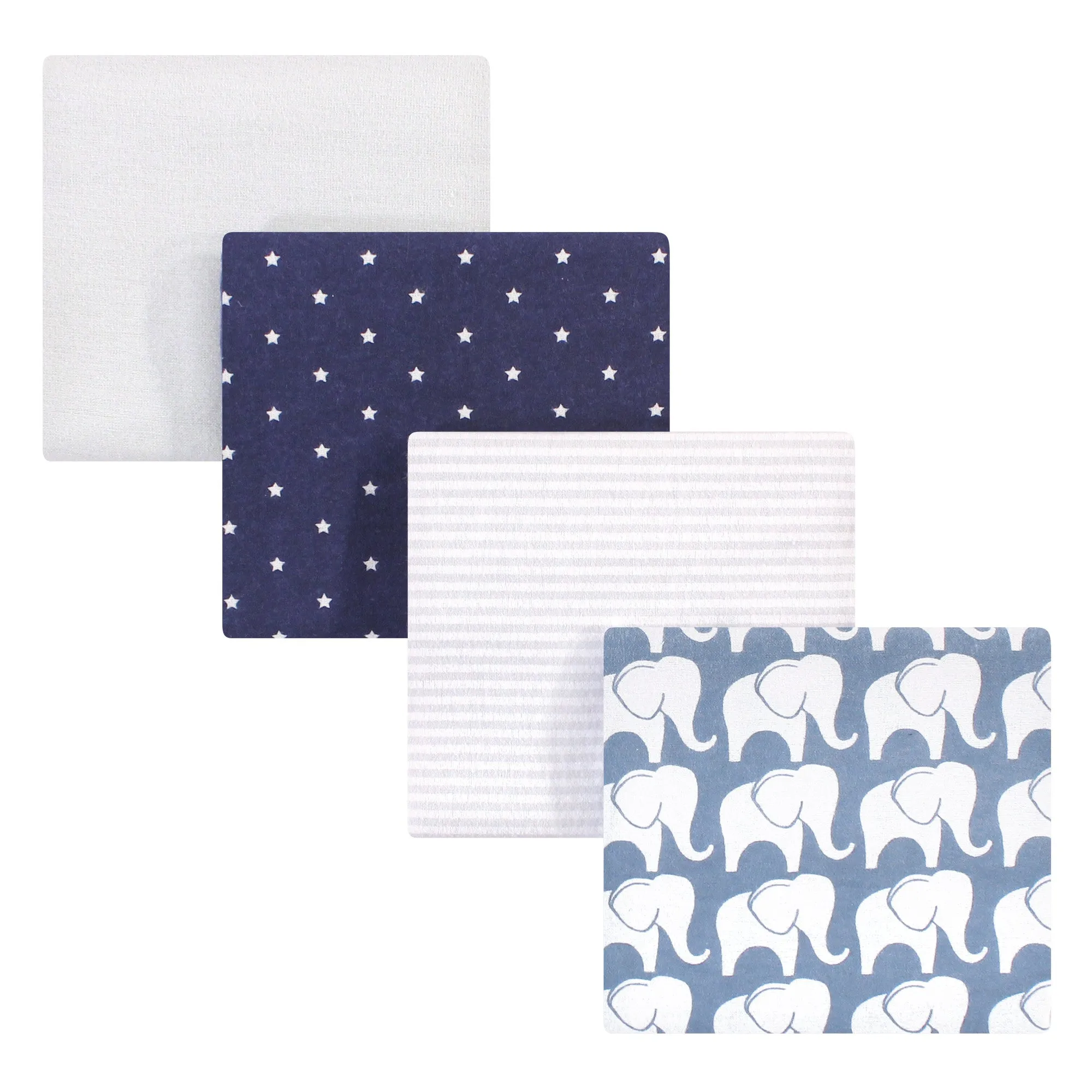 Hudson Baby Cotton Flannel Receiving Blankets, Boy Elephant