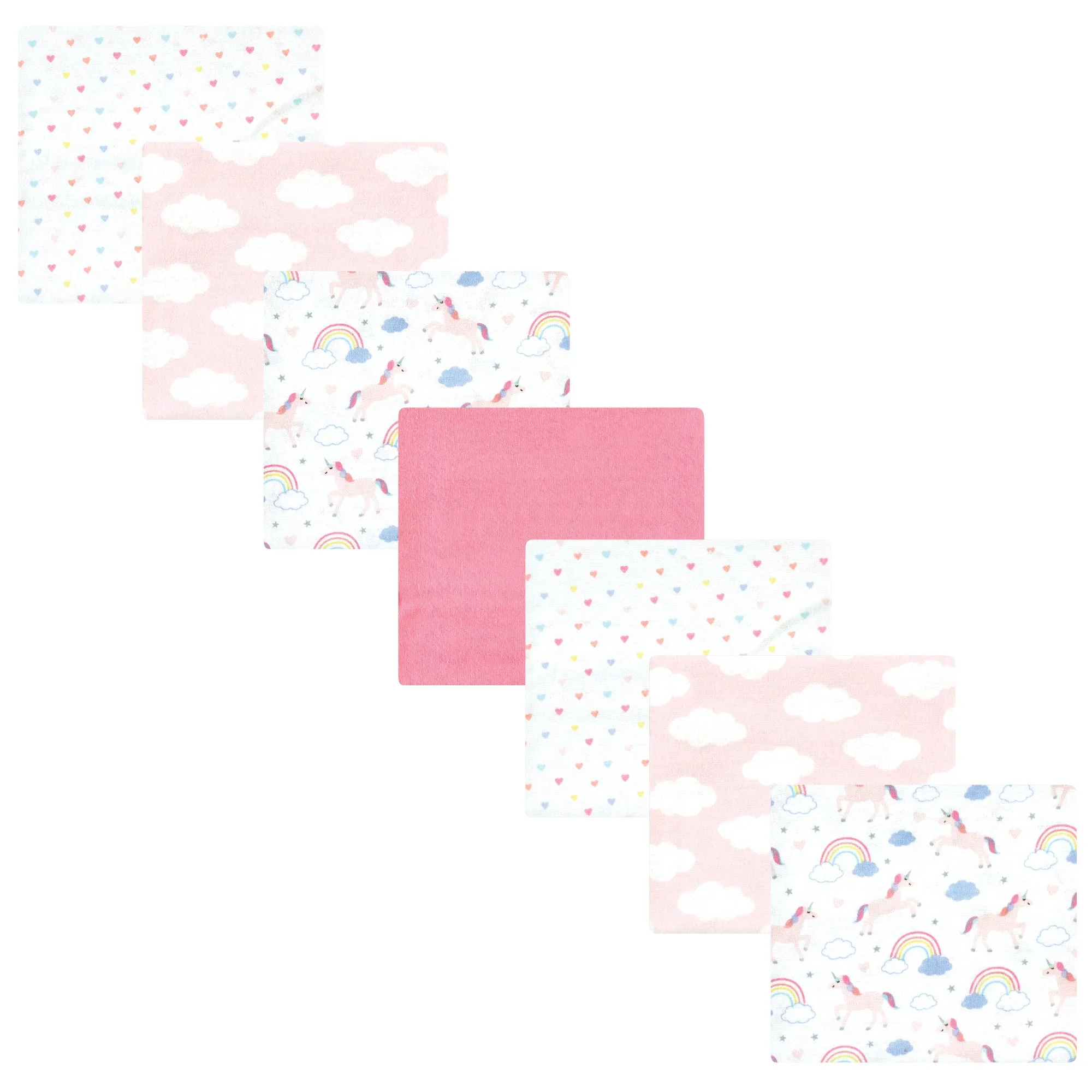 Hudson Baby Cotton Flannel Receiving Blankets Bundle, Unicorns Rainbows