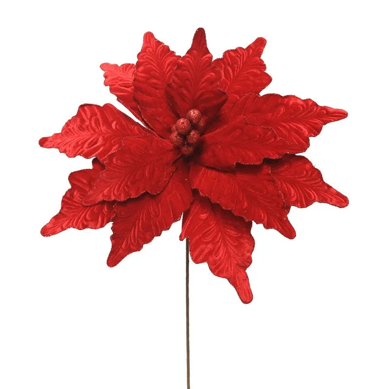 Large Red Poinsettia Stem 60x50cm