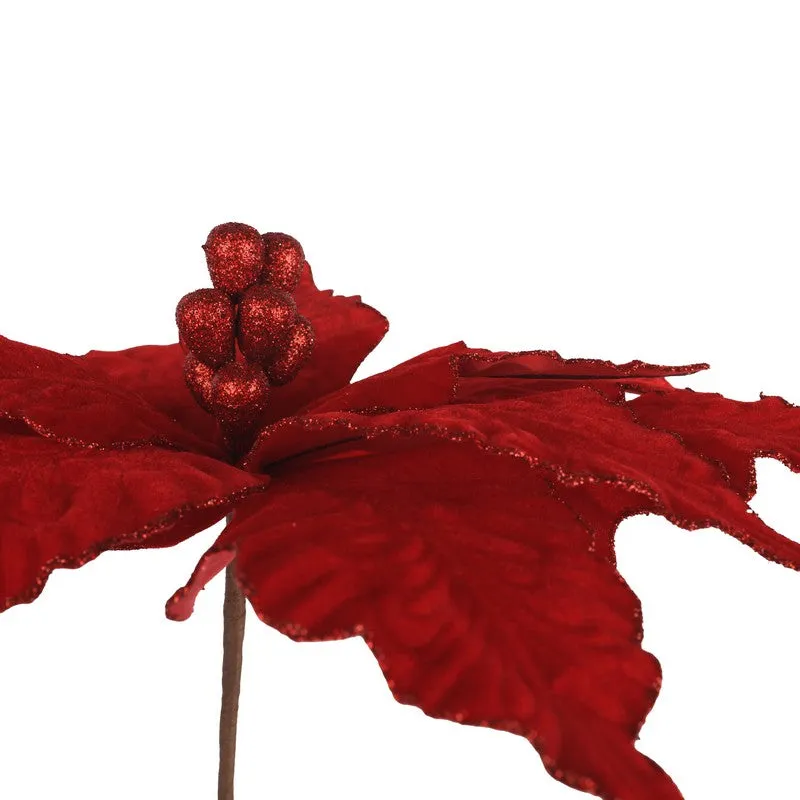 Large Red Poinsettia Stem 60x50cm