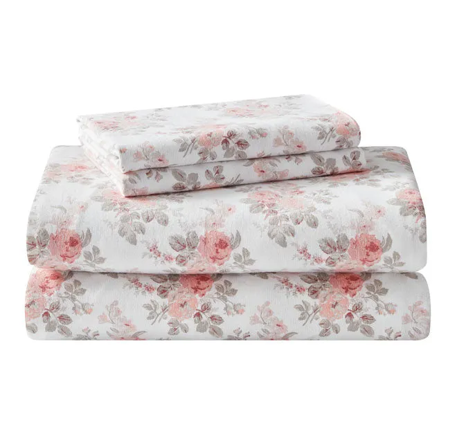 Lisalee Printed Flannelette Cotton Sheet Set Range Pink