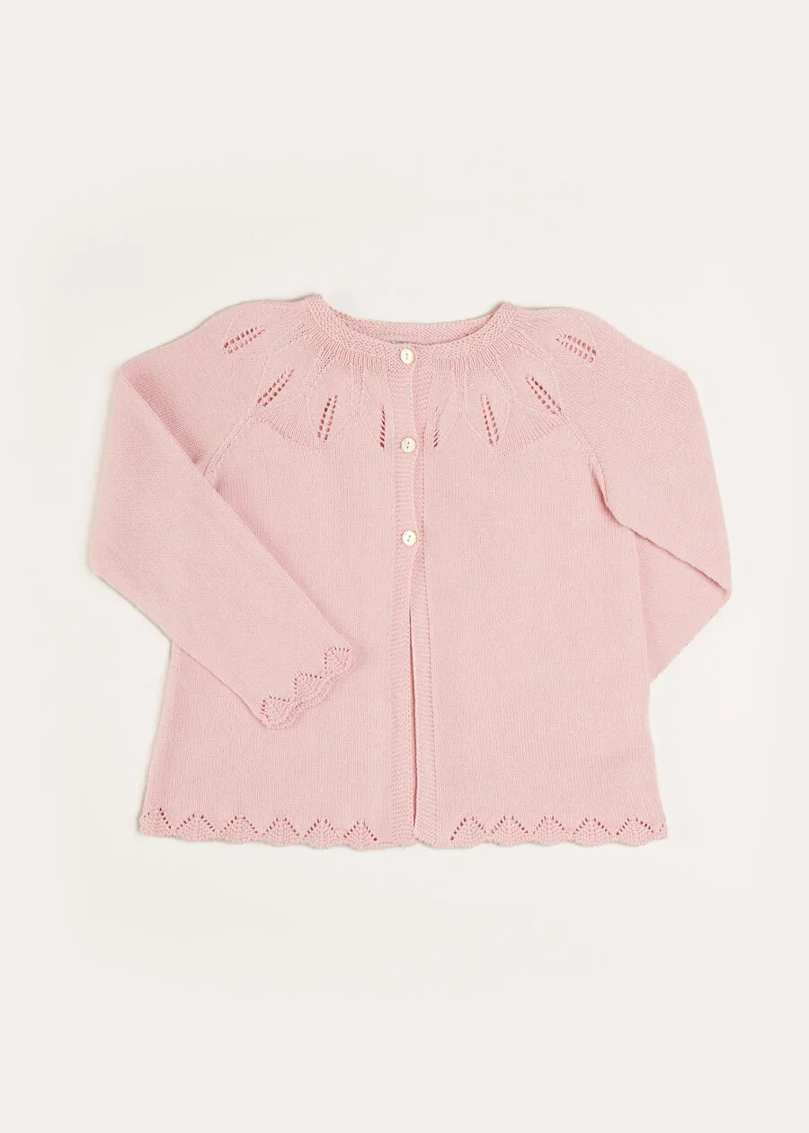 Openwork Detail Light Cardigan in Pink (6mths-10yrs)