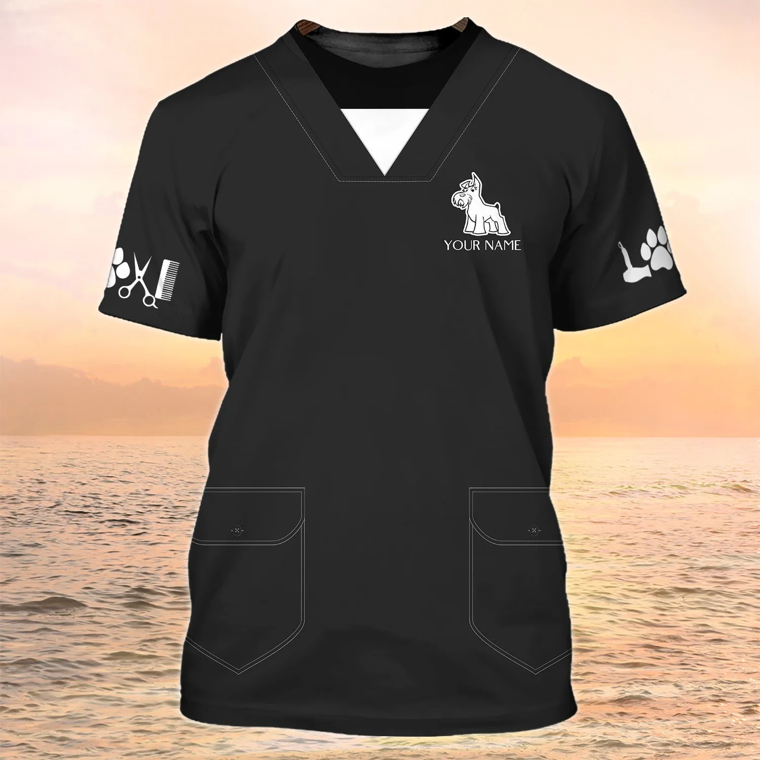 Pet Groomer Shirts Grooming Custom Shirts Pet Salon Uniform Black