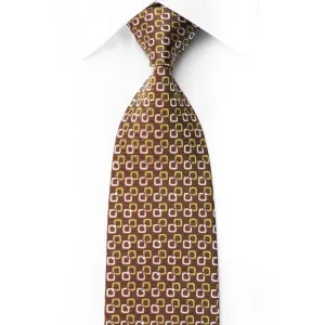 Rhinestone Necktie Green Geometric On Brown With Silver Sparkles