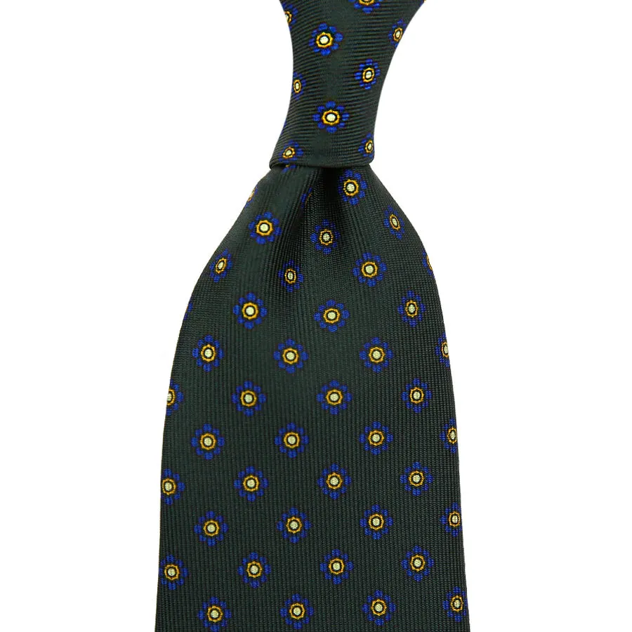 Shibumi-Flower Printed Silk Tie - Madder Green - Hand-Rolled