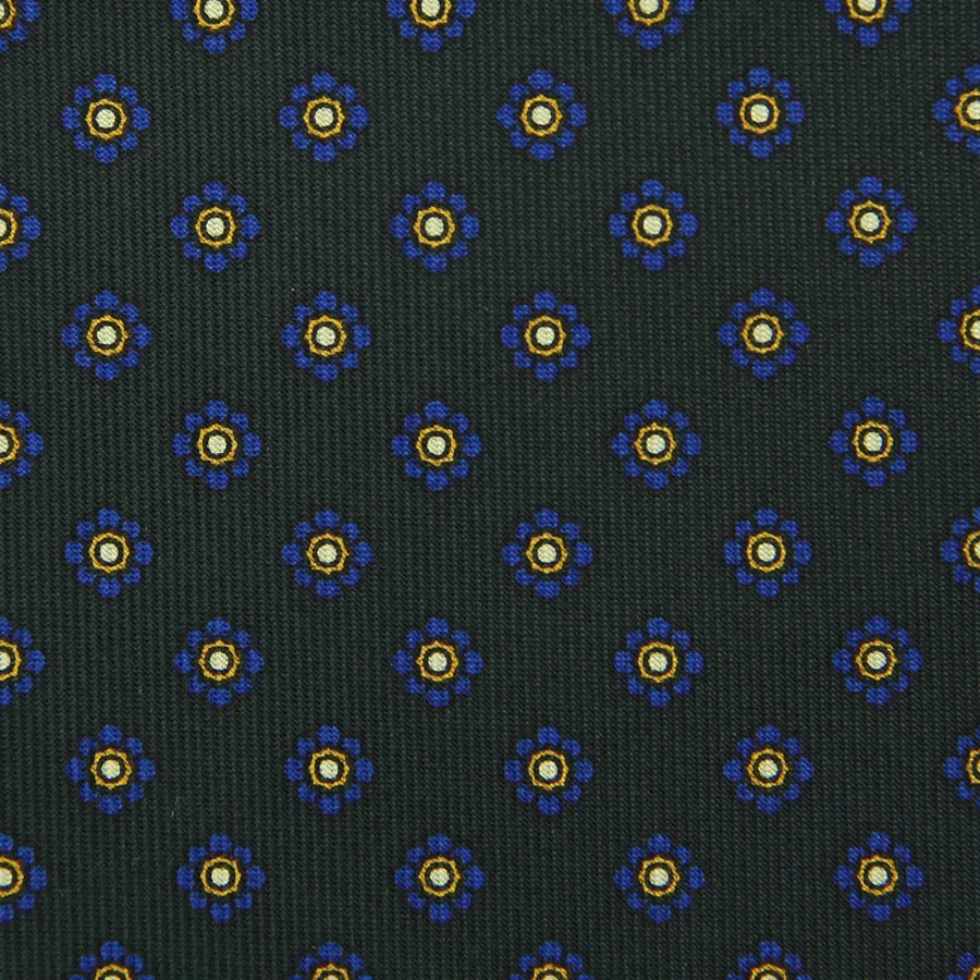 Shibumi-Flower Printed Silk Tie - Madder Green - Hand-Rolled