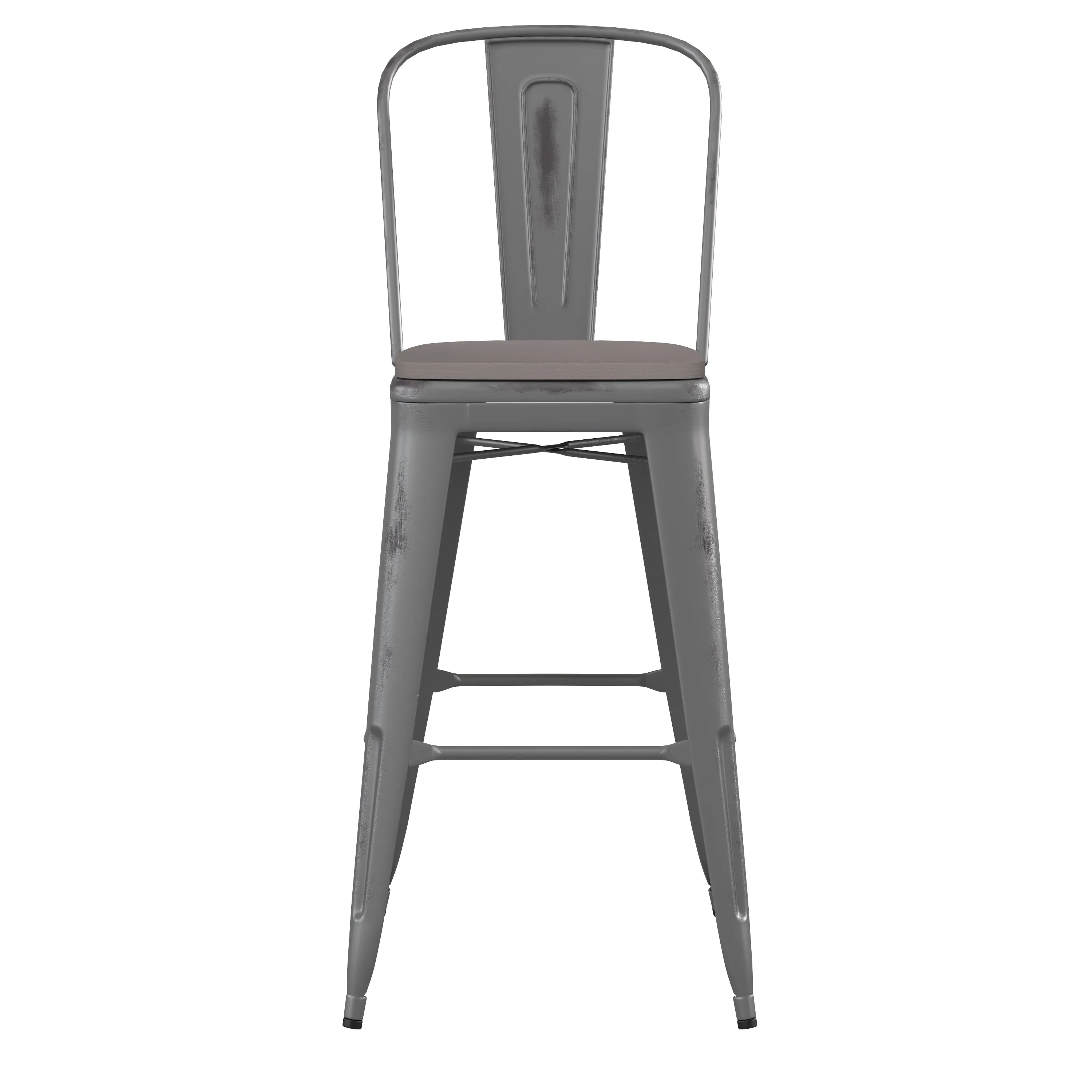 Silver Metal Stool-Gray Seat ET-3534-30-SIL-PL1G-GG