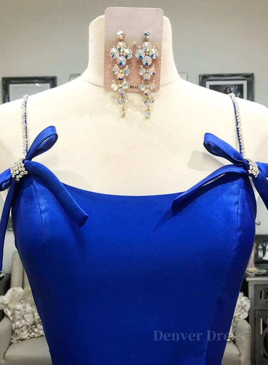 Simple A Line Royal Blue Satin Long Prom Dress Royal Blue Formal Dress Royal Blue Evening Dress