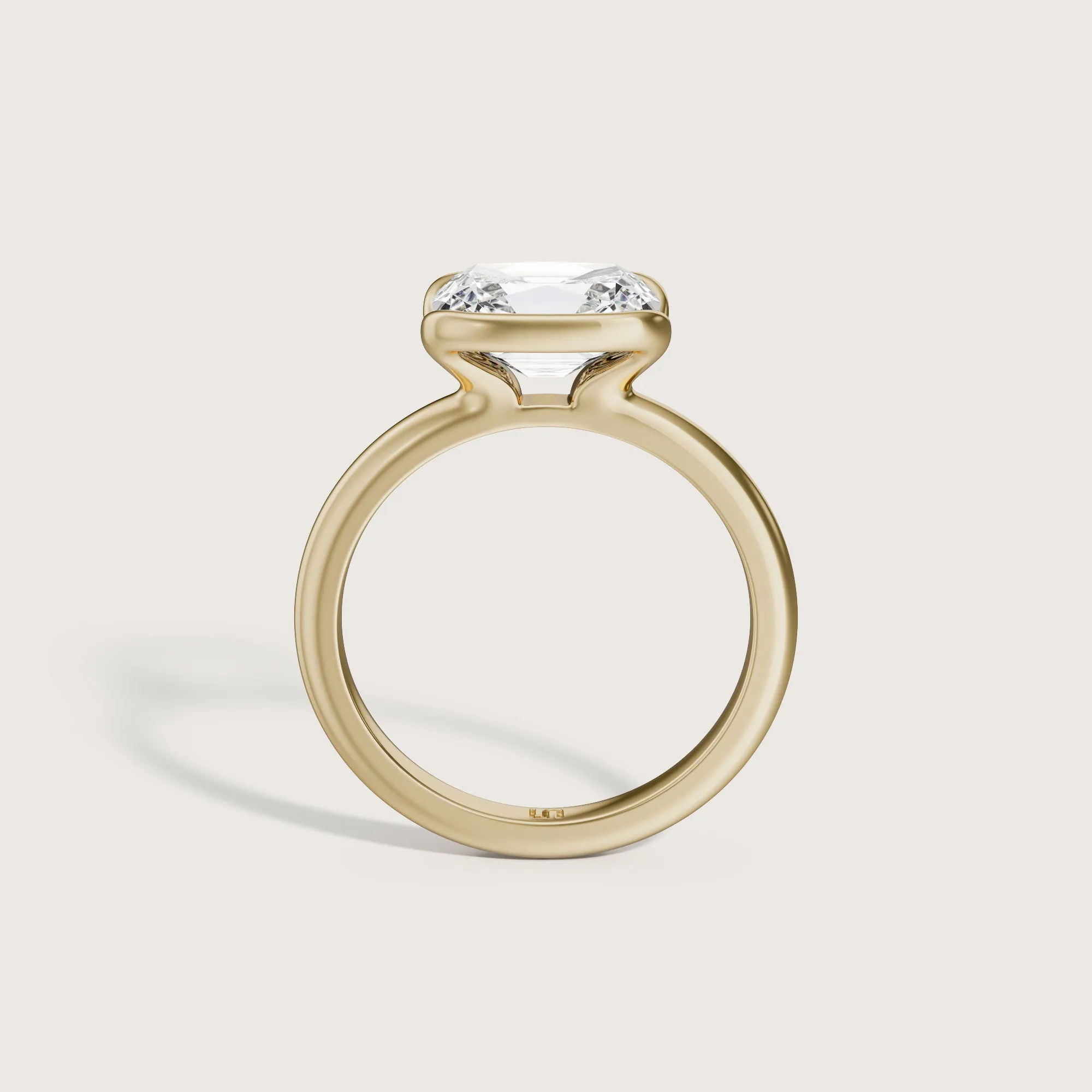Soleil Antique Cut Cushion Half Bezel Solitaire