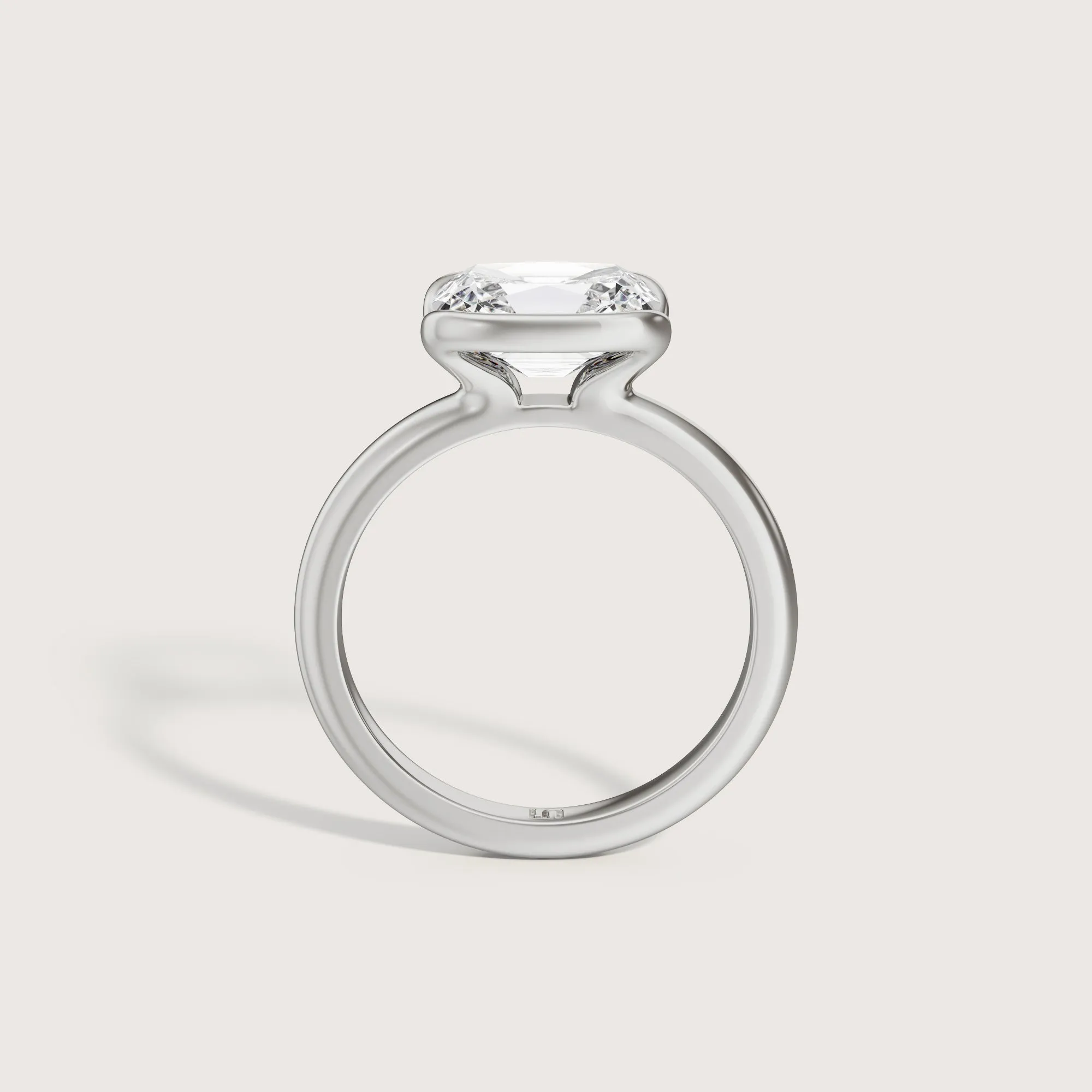 Soleil Antique Cut Cushion Half Bezel Solitaire