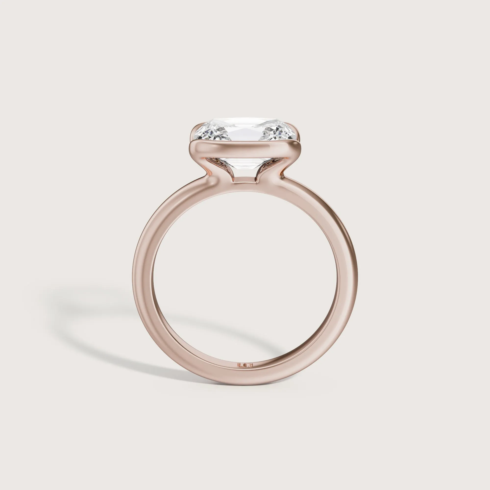 Soleil Antique Cut Cushion Half Bezel Solitaire