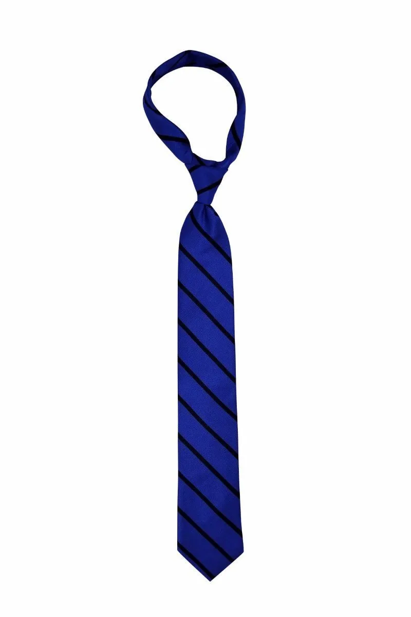 Steel Blue with Navy Stripe Traditional Tie