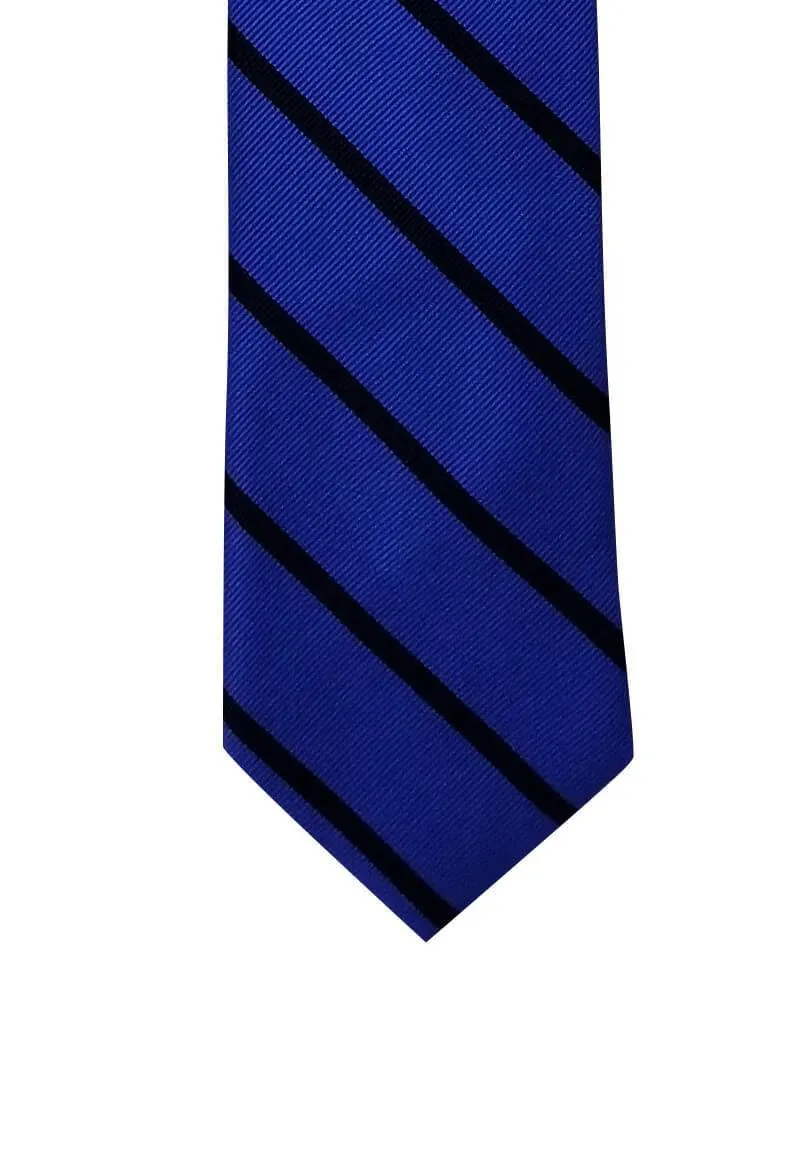 Steel Blue with Navy Stripe Traditional Tie