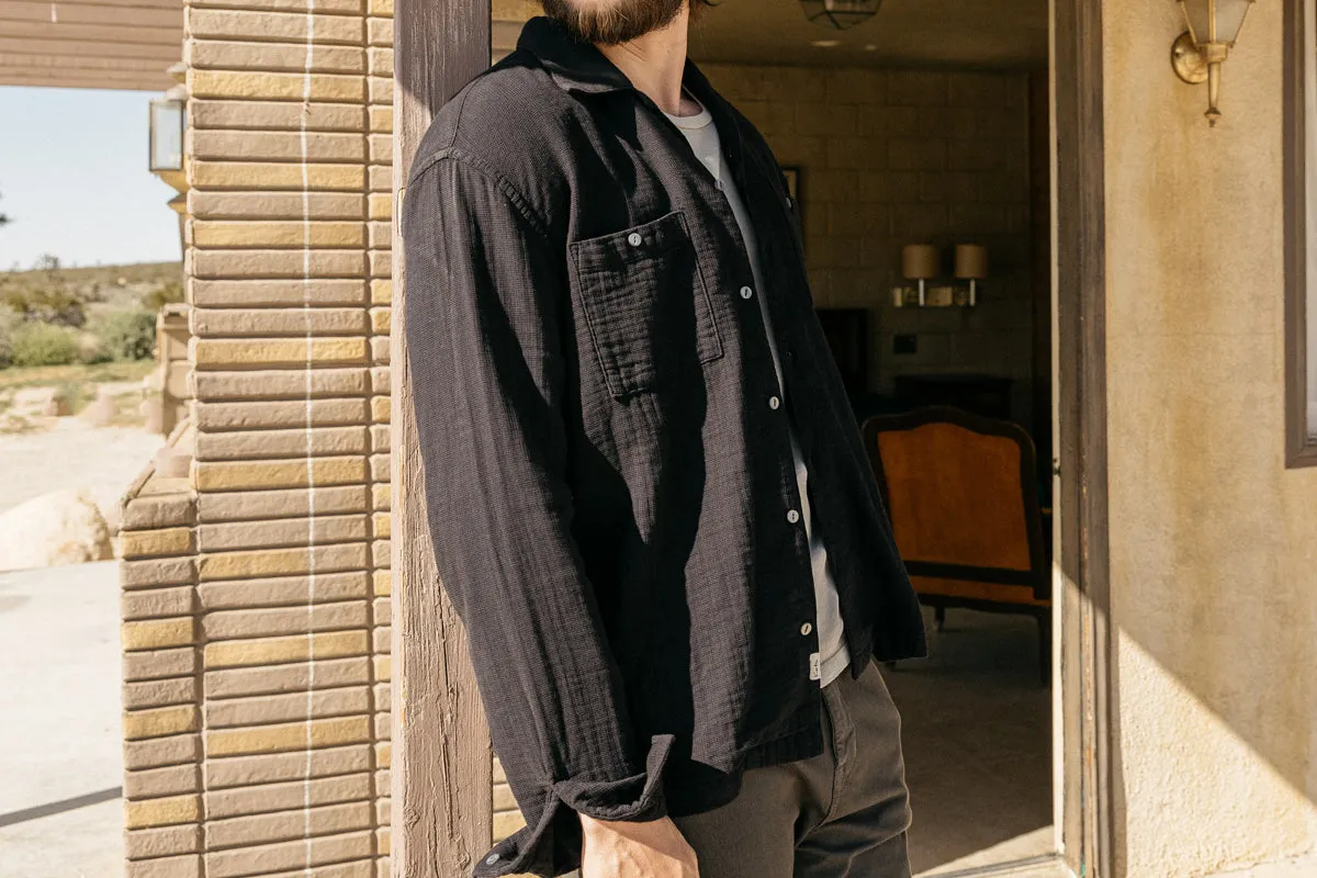 The Camp Waffle Double Gauze Shirt  - Black