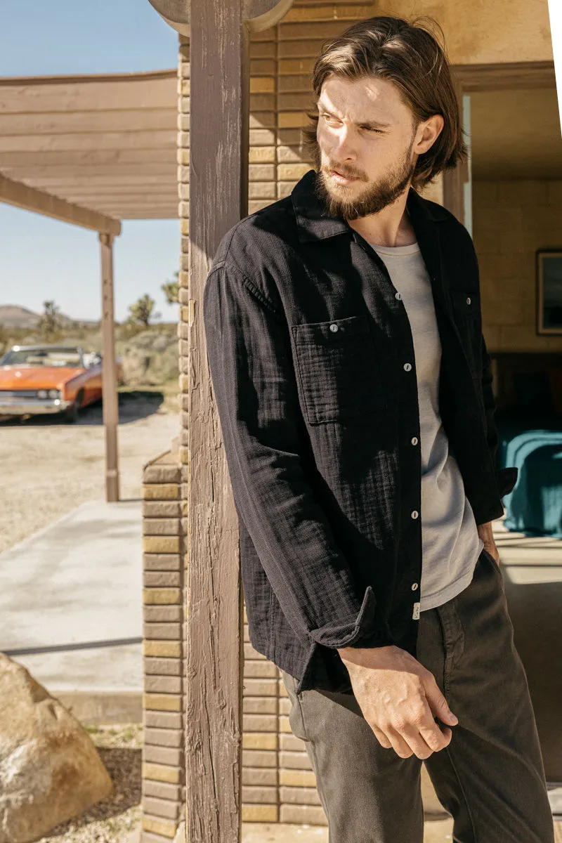 The Camp Waffle Double Gauze Shirt  - Black