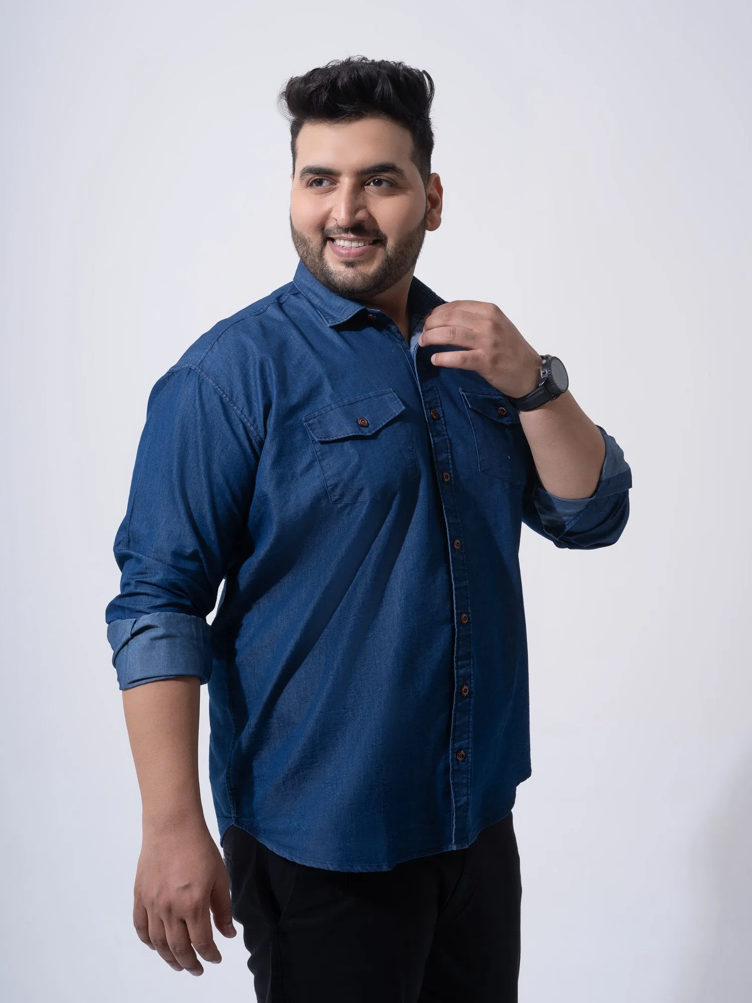 Vintage Denim Cotton Plus Size Shirt