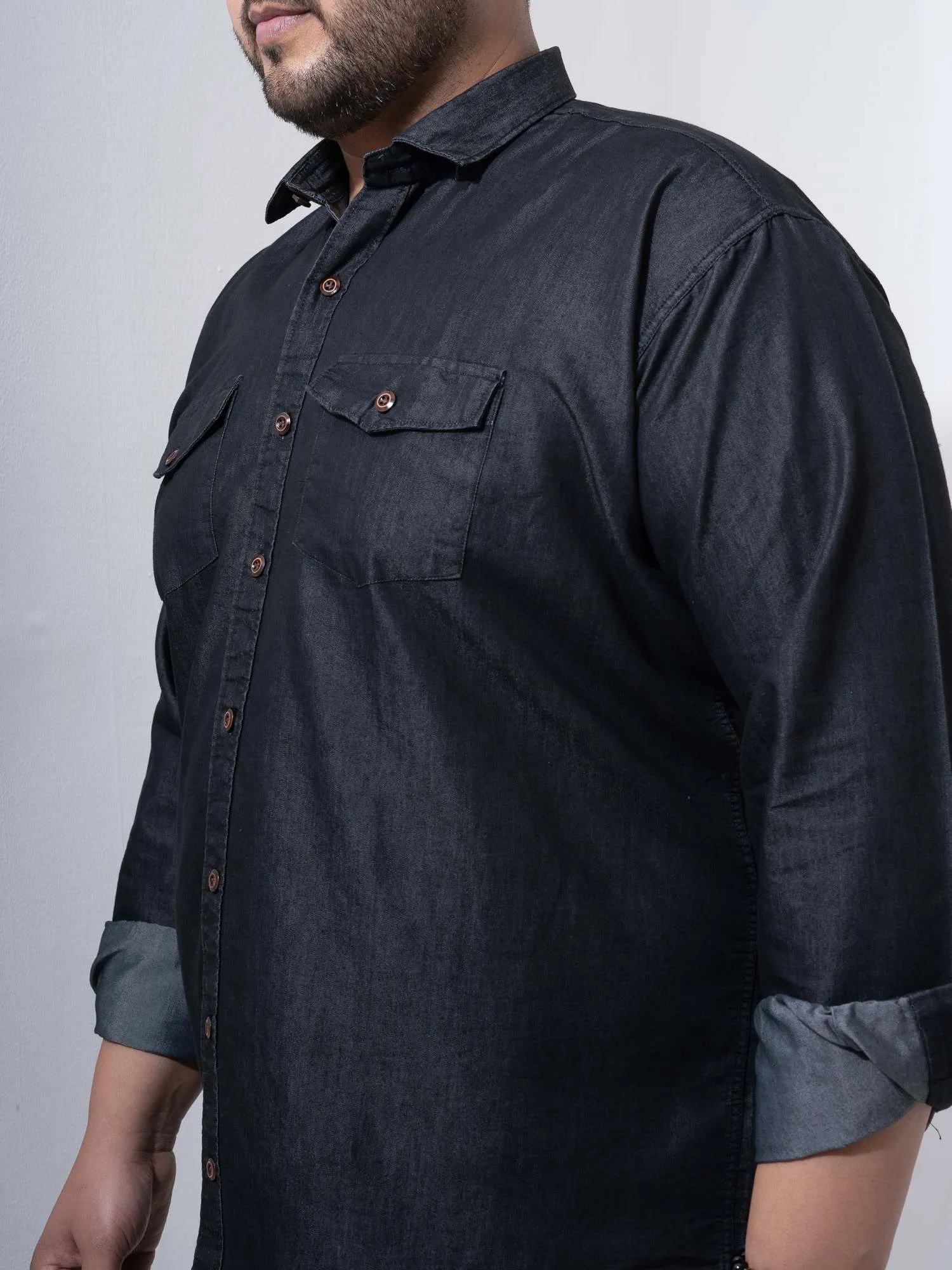 Vintage Denim Cotton Plus Size Shirt