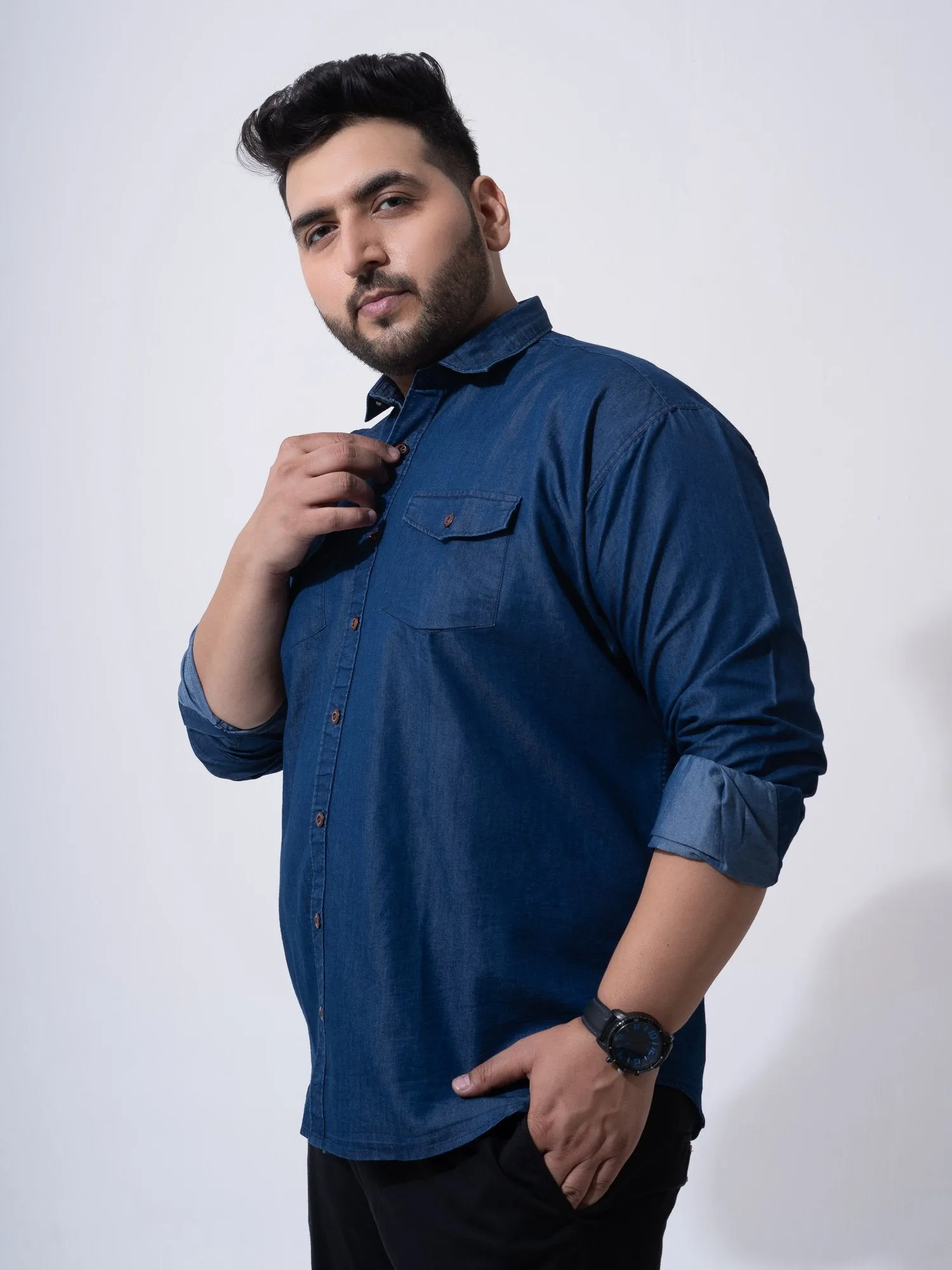 Vintage Denim Cotton Plus Size Shirt