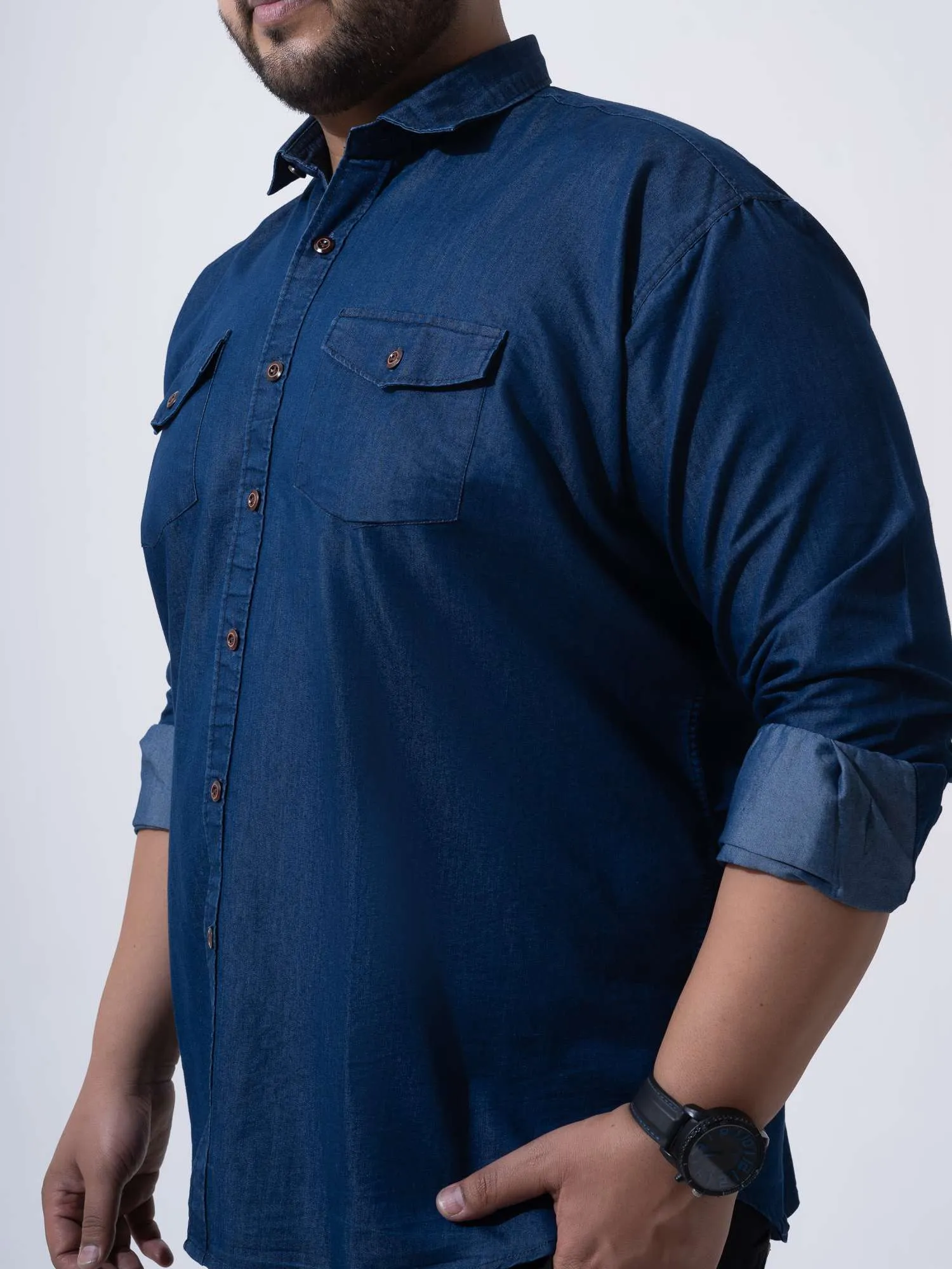Vintage Denim Cotton Plus Size Shirt
